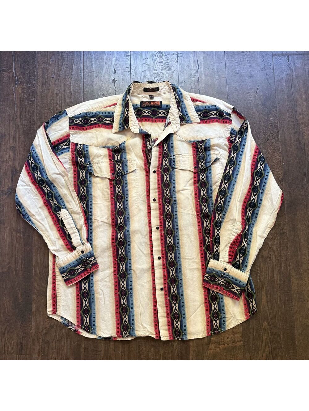 Vintage 90s Canyon Guide Outfitters Southwestern Aztec Western Shirt XL